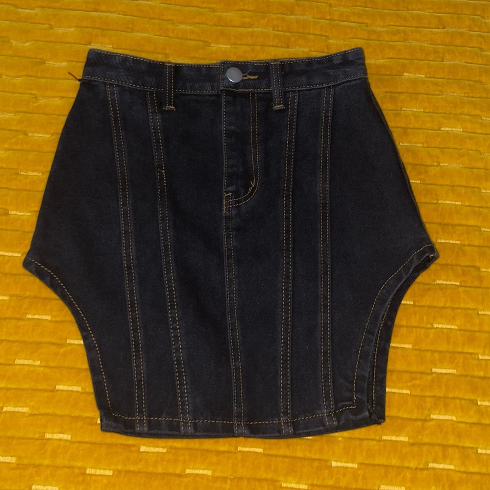 PLT Denim Cut Hem Mini Skirt